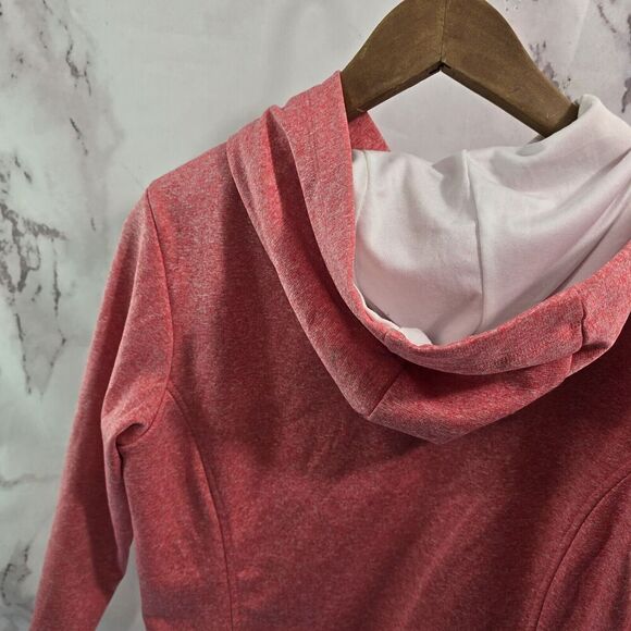 The North Face Hoodie Womens Small Pink Heathered Sweatshirt Pullover White Logo - Picture 6 of 10